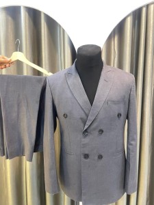Grey Double Button Coat Pant