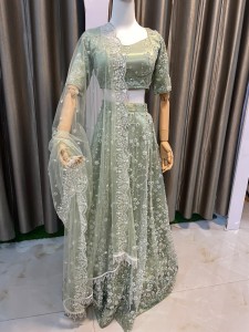 Pistachio Half Sleeve Beaded Mermaid lehenga - BLPisMer019