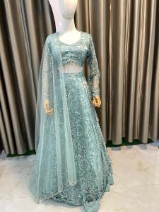 Nude Green Beaded Same Sequins Lehenga - BLNGrSe006