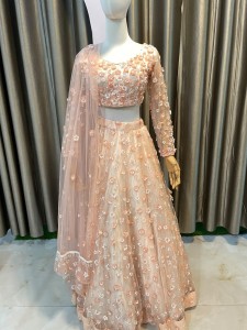 Pinkish Peach with (3D) Flower Lehenga - BLPiPeFl024