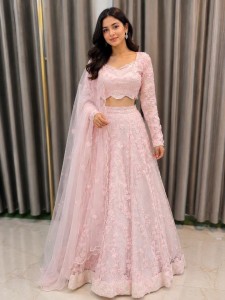 Baby Pink 3D Flower Beaded Lehenga - BLPiFlo012