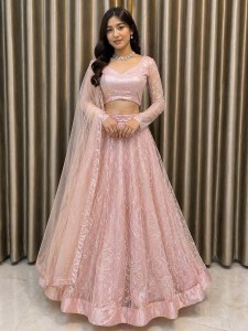 Simple Pinkish Peach Beaded Lehenga - BLPiPe010