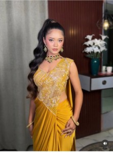 Orange Ready to Wear Sari (Beaded Blouse)