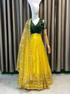 Yellow Lehenga Golden Sequence - MLYGrBlo001