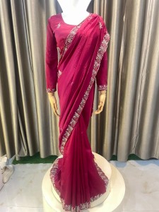 Purple Pink Sari Silver in Silk - SLvPiSi026