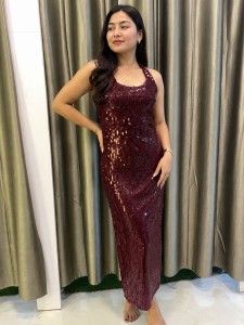 Maroon Sequin party Dress