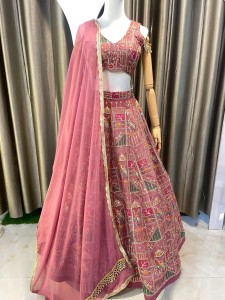 Peach Rejastani Lehenga Set