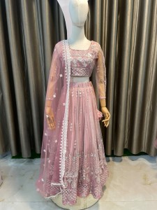 Peach Lehenga Silver Sequins Baby (Baby Pasting) - KLPeSiSe031