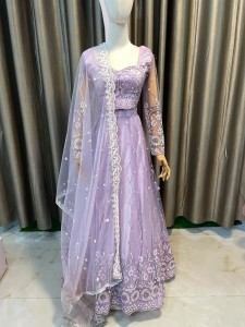 Lavender Lehenga with silver Details - NLLvSiD049