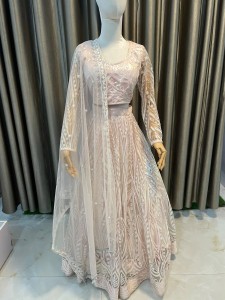 Light Peach Lehenga and White Sequins - NLLiPeWSe030