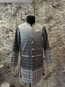 White navy Blue Sherwani
