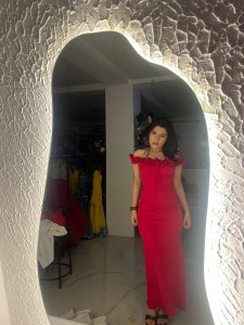 Red Body Cone Chest Border Pataka off Shoulder - PDRBc008