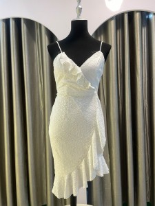 White Short Dress Net Type String - PDWSh006