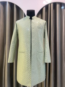 Nude Green Sequins Sherwani