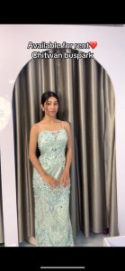 Sea Green Sequins Party Wear