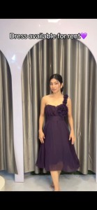 Purple Short Party Wear One Side Big Rose - PDLvSh015