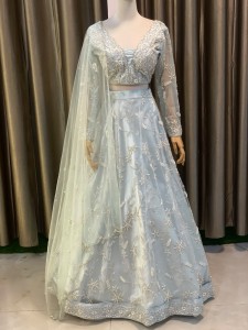 Lightish Sky Lehenga Beaded Moti Details - BLLiSk033
