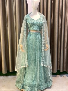 Sea Green Beaded Mermaid Lehenga