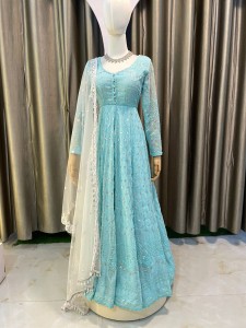 Bluish Anarkali Set