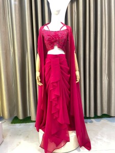 Rani Pink Design Skirt with outer Set