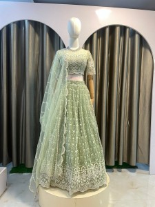 Nude Green Lehenga Set