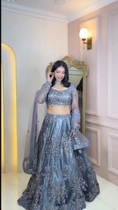 GREY BEADED LEHENGA