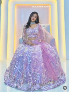 peach beaded lehenga