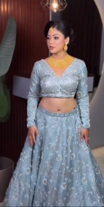 Light pistachio beaded lehenga
