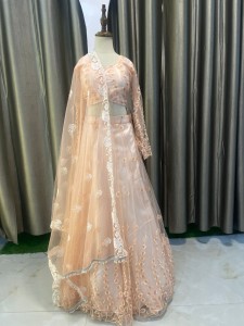 Orange Peach Lehenga with Short Height