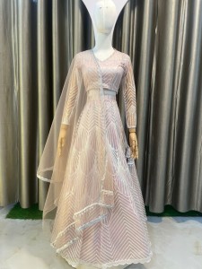 Light Peach Sequins Mermaid Lehenga