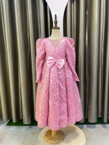 Baby Pink Sequins Panel Baby Frock