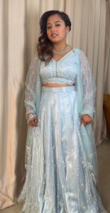 Ice blue beaded Lehenga