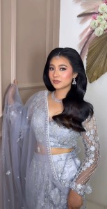 Grey Beaded Lehenga With flower