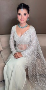 Mint Green Beaded Ready to Wear Sari