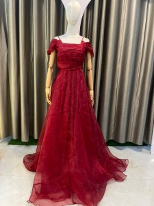 Dark Maroon Simple Gown