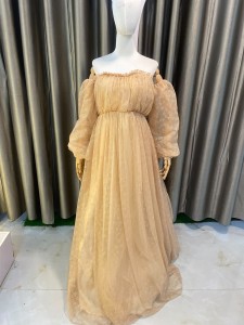 Peach tiktik Gown puff Sleaves