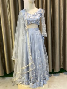 Short Height Ocean Blue Baby Lehenga - BDOcBShH014